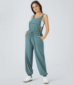 Jumpsuits<HALARA Breezeful™ Sleeveless Drawstring Pockets Quick Dry Casual Jogger Jumpsuit