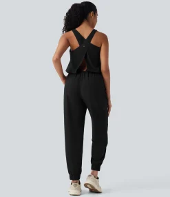 Jumpsuits<HALARA Breezeful™ Sleeveless Quick Dry Workout Jumpsuit with Pockets