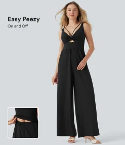 Jumpsuits<HALARA Breezeful™ Sleeveless U Back Quick Dry Casual Jumpsuit with Pockets-Easy Peezy Edition