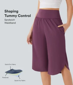 High-Waisted Pants|Flowy Pants<HALARA Breezeful™ SoCinched High Waisted Tummy Control Quick Dry Casual Pants with Pockets