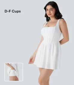 Flowy Dresses|Mini Dresses<HALARA Breezeful™ Square Neck Corset Style 2-in-1 Quick Dry Mini Dress with Pocket-D/DD/DDD/F Cups