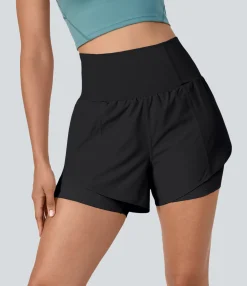 Active Shorts|Shorts<HALARA Breezeful™ Super High Waisted Curved Hem 2-in-1 Pocket Quick Dry Yoga Shorts 3.5''