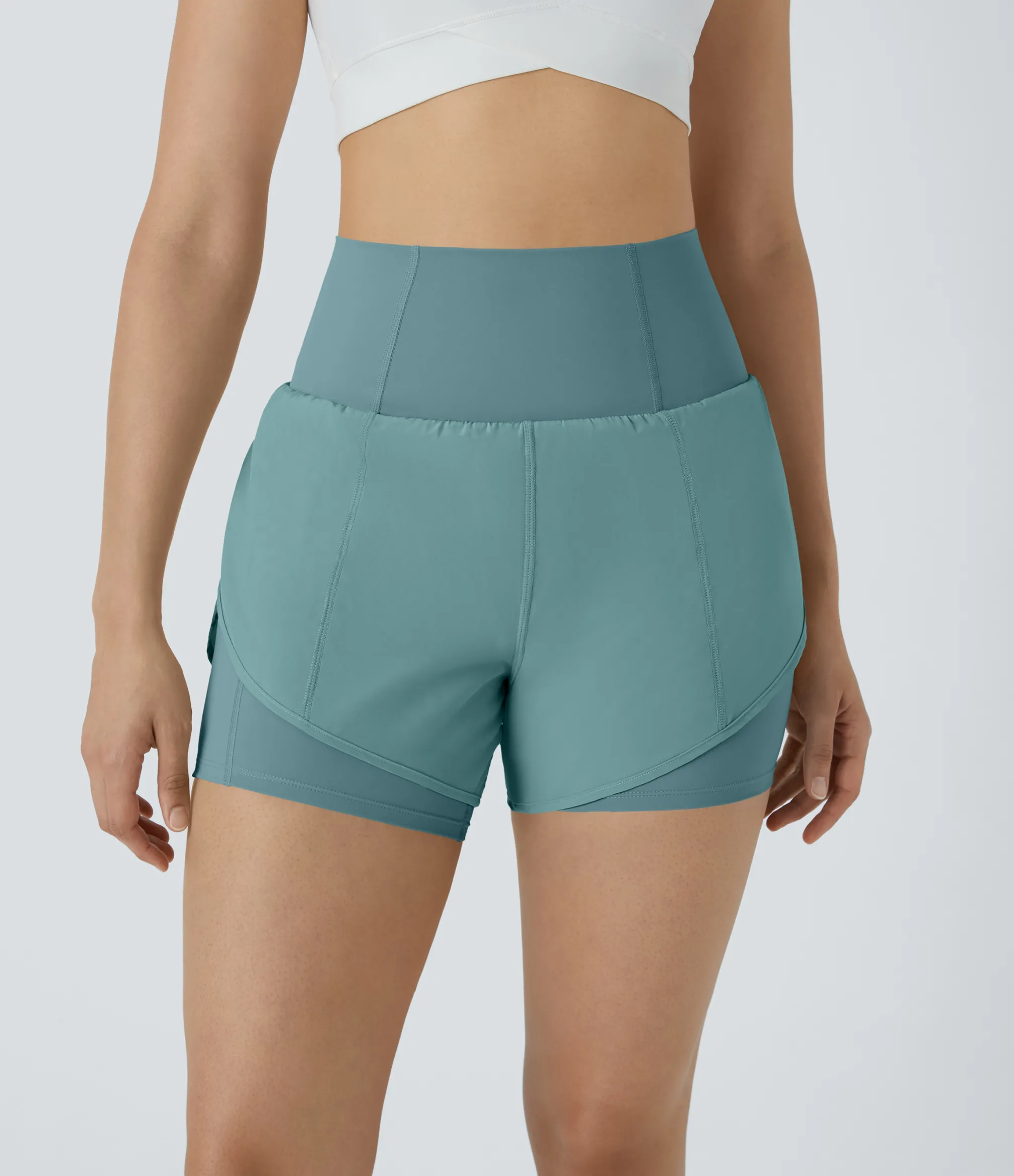 Active Shorts|Shorts<HALARA Breezeful™ Super High Waisted Curved Hem 2-in-1 Pocket Quick Dry Yoga Shorts 3.5''