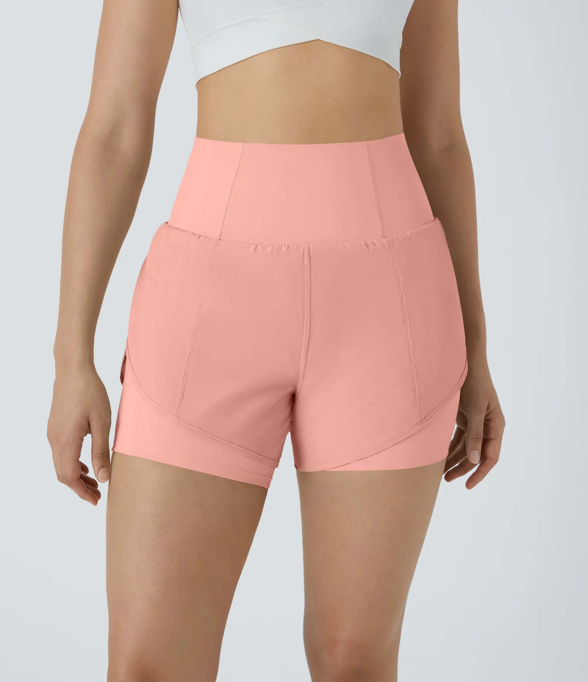 Active Shorts|Shorts<HALARA Breezeful™ Super High Waisted Curved Hem 2-in-1 Pocket Quick Dry Yoga Shorts 3.5''