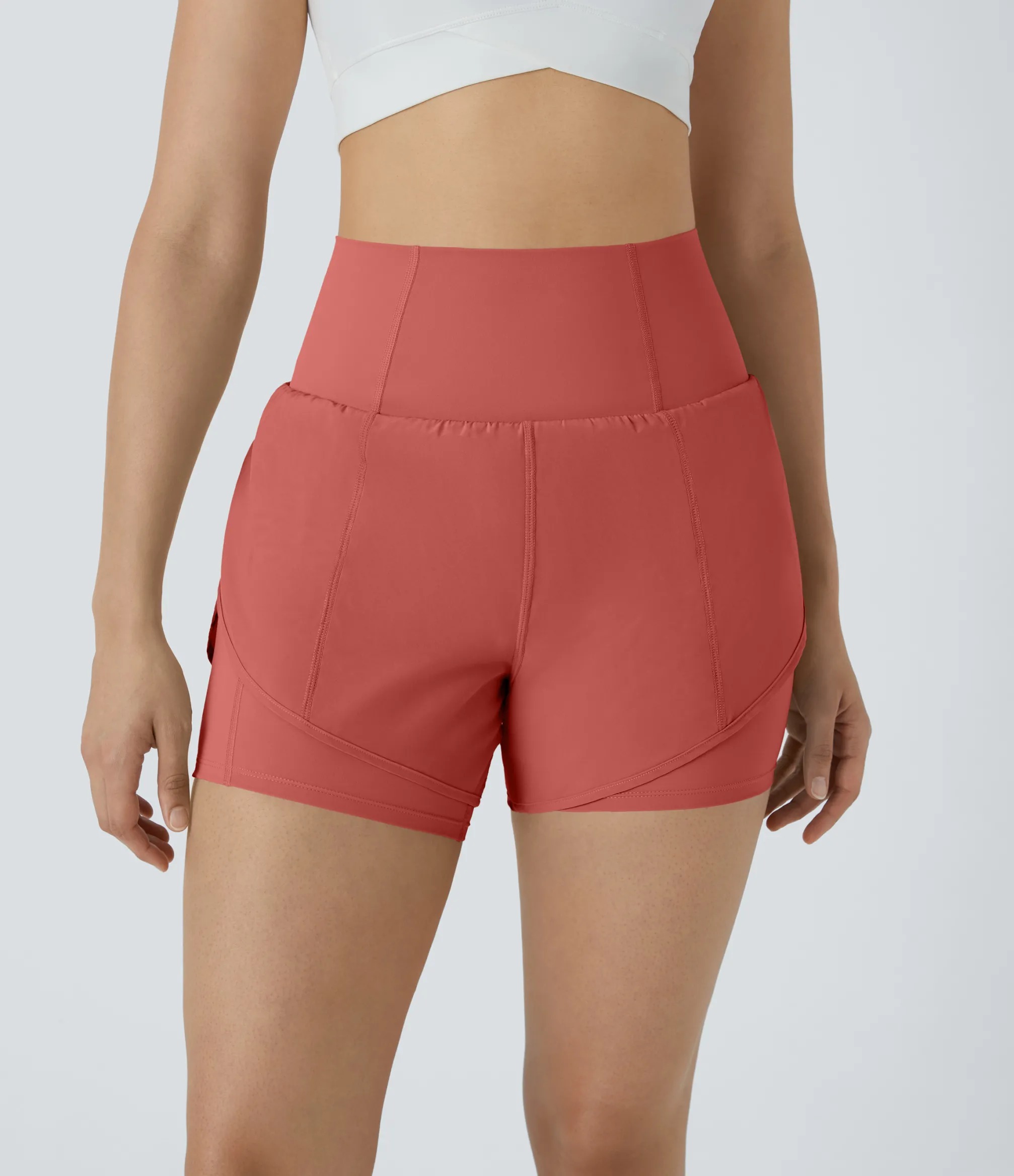 Active Shorts|Shorts<HALARA Breezeful™ Super High Waisted Curved Hem 2-in-1 Pocket Quick Dry Yoga Shorts 3.5''