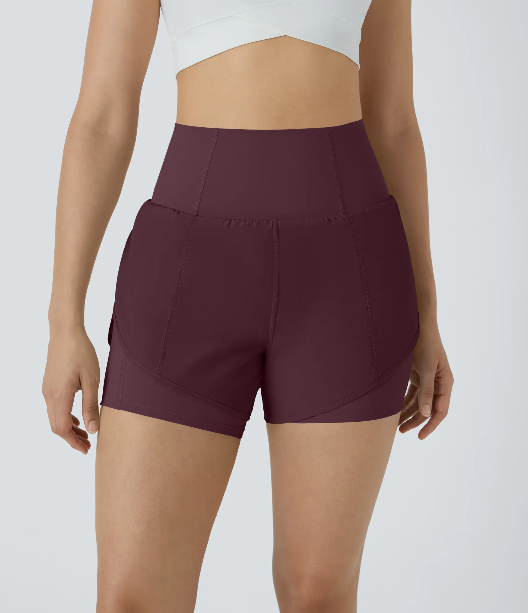 Active Shorts|Shorts<HALARA Breezeful™ Super High Waisted Curved Hem 2-in-1 Pocket Quick Dry Yoga Shorts 3.5''