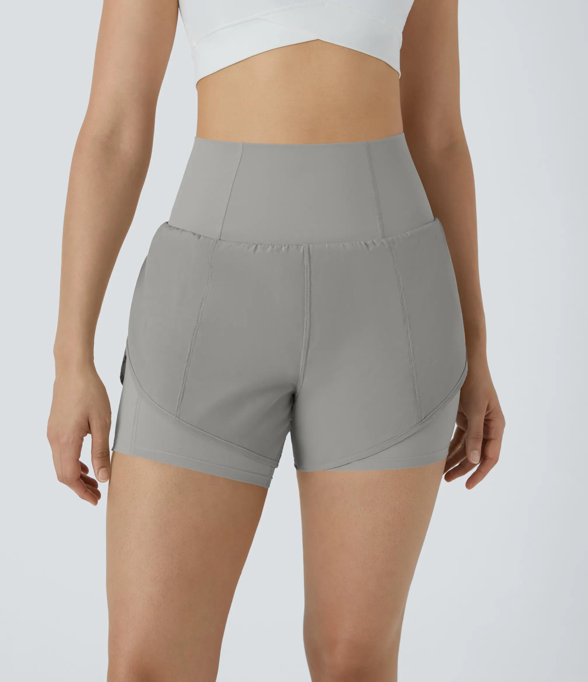 Active Shorts|Shorts<HALARA Breezeful™ Super High Waisted Curved Hem 2-in-1 Pocket Quick Dry Yoga Shorts 3.5''