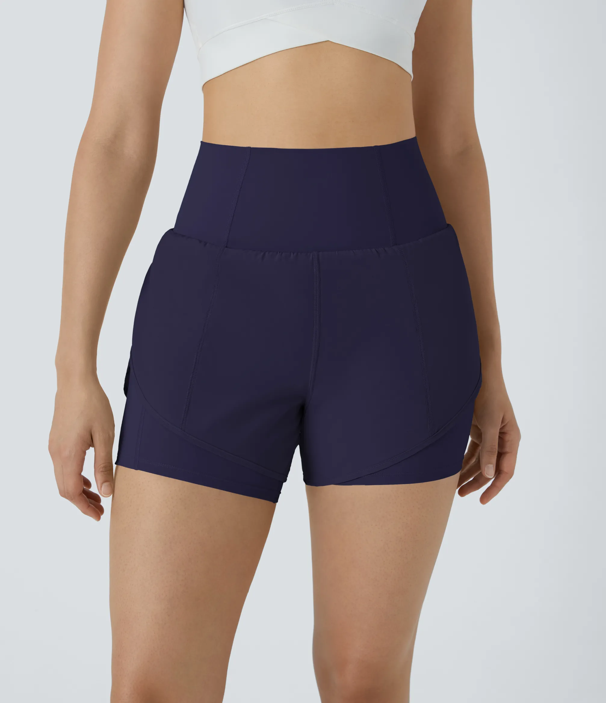 Active Shorts|Shorts<HALARA Breezeful™ Super High Waisted Curved Hem 2-in-1 Pocket Quick Dry Yoga Shorts 3.5''