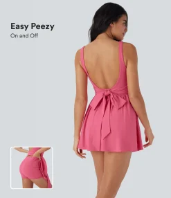 Flowy Dresses|Active Dresses<HALARA Breezeful™ Tie Back 2-in-1 Quick Dry Mini Dance Active Dress with Pocket-Easy Peezy Edition