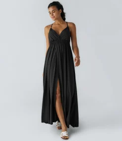 Dresses|Flowy Dresses<HALARA Breezeful™ V Neck Flowy Maxi Quick Dry Casual Slip Dress