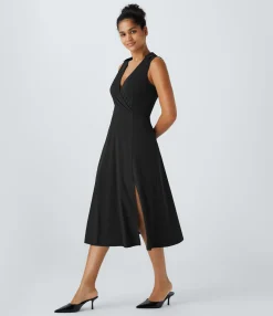 Dresses|Flowy Dresses<HALARA Breezeful™ V Neck Sleeveless Quick Dry Midi Work Dress