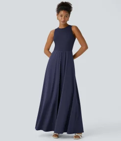Jumpsuits<HALARA Breezeful™ Zipper Sleeveless Pocket Contrast Quick Dry Jumpsuit