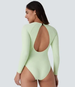Beachwear<HALARA Buckle Contrast Perforated One Piece Swimsuit