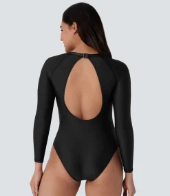 Beachwear<HALARA Buckle Contrast Perforated One Piece Swimsuit