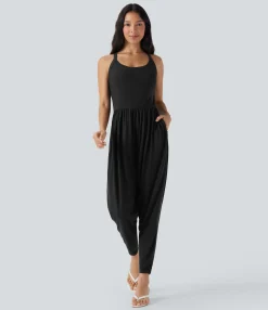 Jumpsuits<HALARA Built-in Bra Harem Casual Jumpsuit with Pockets-Easy Peezy Edition