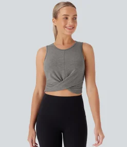 Tank Tops & Camis|Tank Tops<HALARA Built-in Bra Hem Cropped Yoga Tank Top