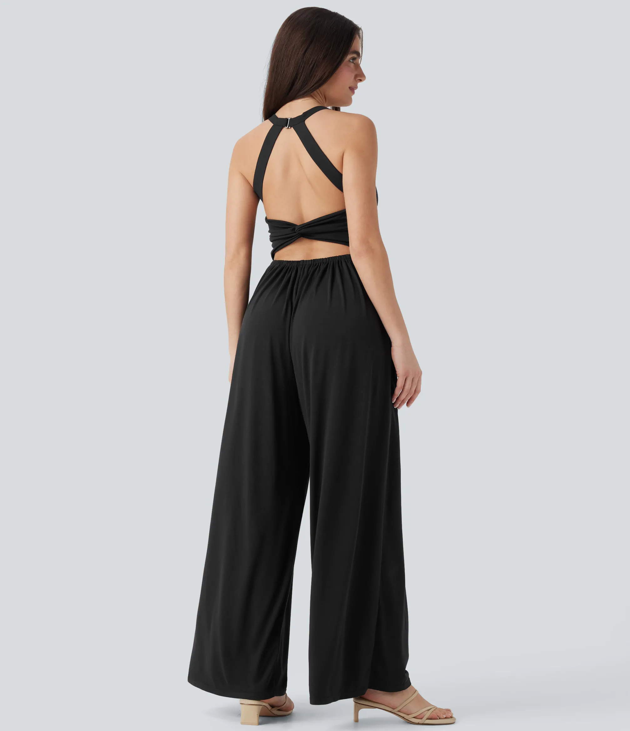 Jumpsuits<HALARA Built-in Bra Wide Leg Casual Jumpsuit with Pockets-Easy Peezy Edition