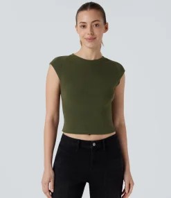Casual Tops<HALARA Cap Sleeve Slim Cropped Casual Top