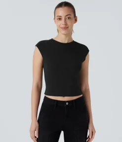 Casual Tops<HALARA Cap Sleeve Slim Cropped Casual Top