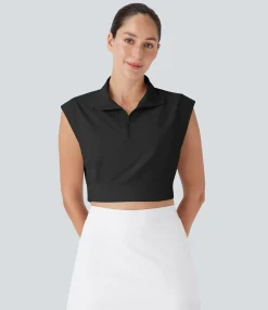 Sports Tops|Sports Tops<HALARA Collar Zipper Cropped Cool Touch Quick Dry Tennis Sports Top