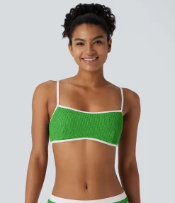 Beachwear<HALARA Color Block Crinkle Bikini Top Swimsuit