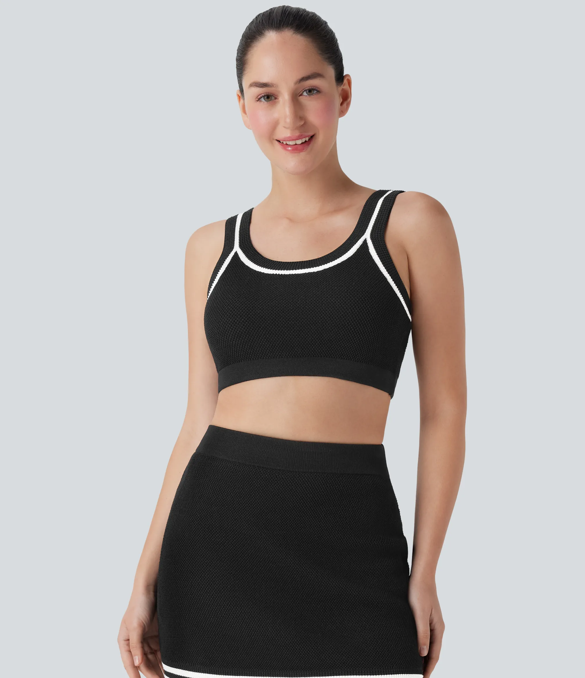 Tank Tops & Camis|Sweaters<HALARA Color Block Cropped Casual Sweater Knit Tank Top