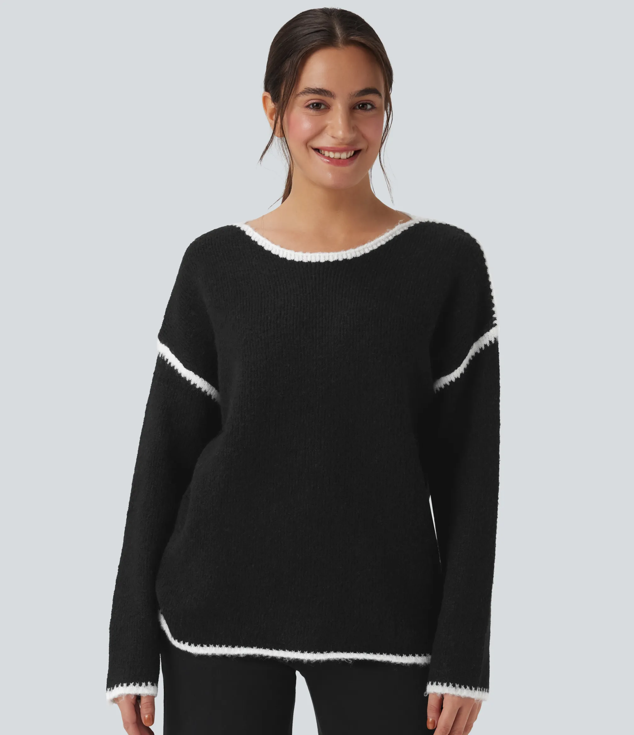 Sweaters<HALARA Color Block Relaxed Casual Sweater