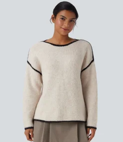 Sweaters<HALARA Color Block Relaxed Casual Sweater