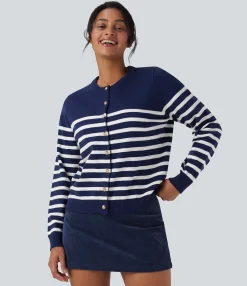 Sweaters<HALARA Color Block Striped Work Cardigan