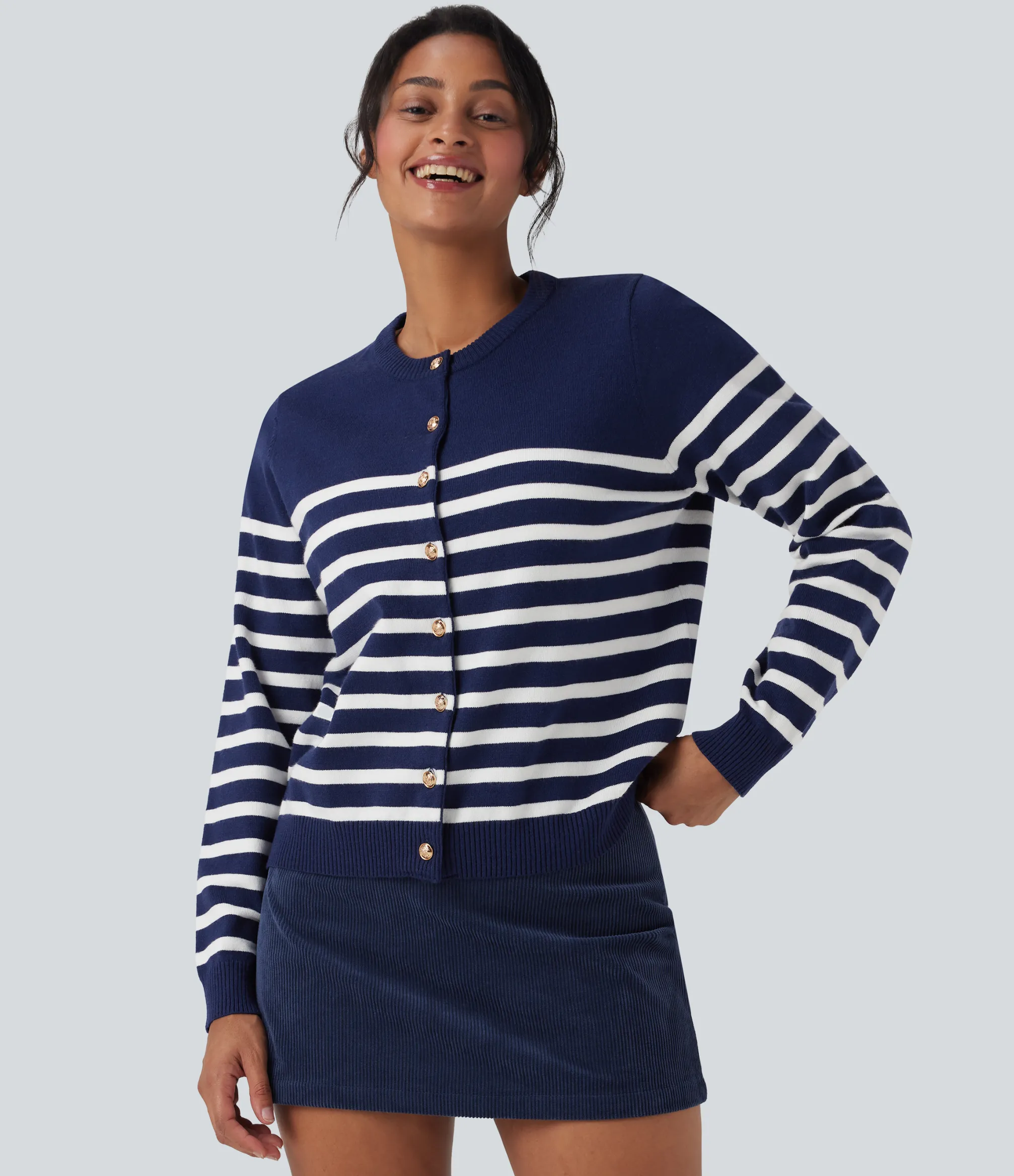 Sweaters<HALARA Color Block Striped Work Cardigan