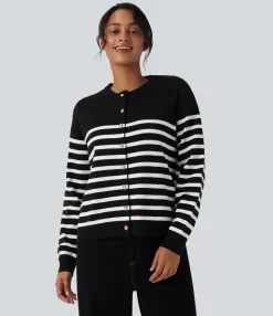 Sweaters<HALARA Color Block Striped Work Cardigan