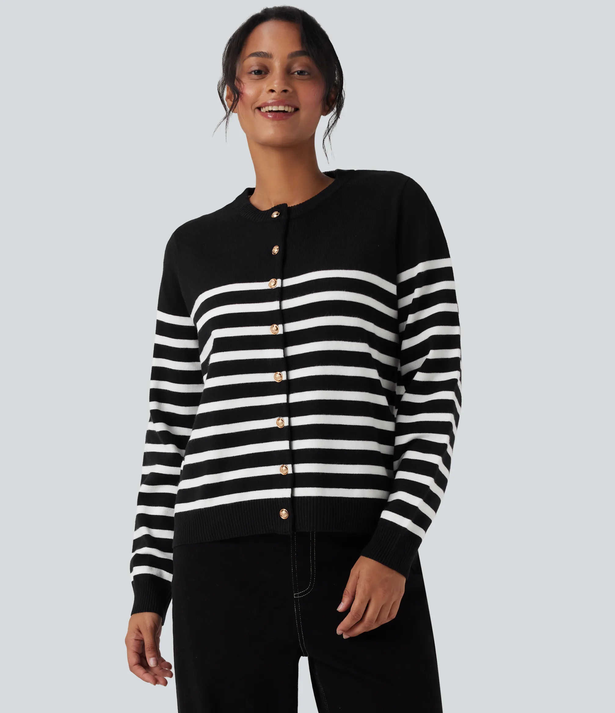 Sweaters<HALARA Color Block Striped Work Cardigan