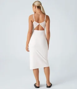 Dresses|Maxi & Midi Dresses<HALARA Contrast Lace Hem Midi Casual Slip Dress