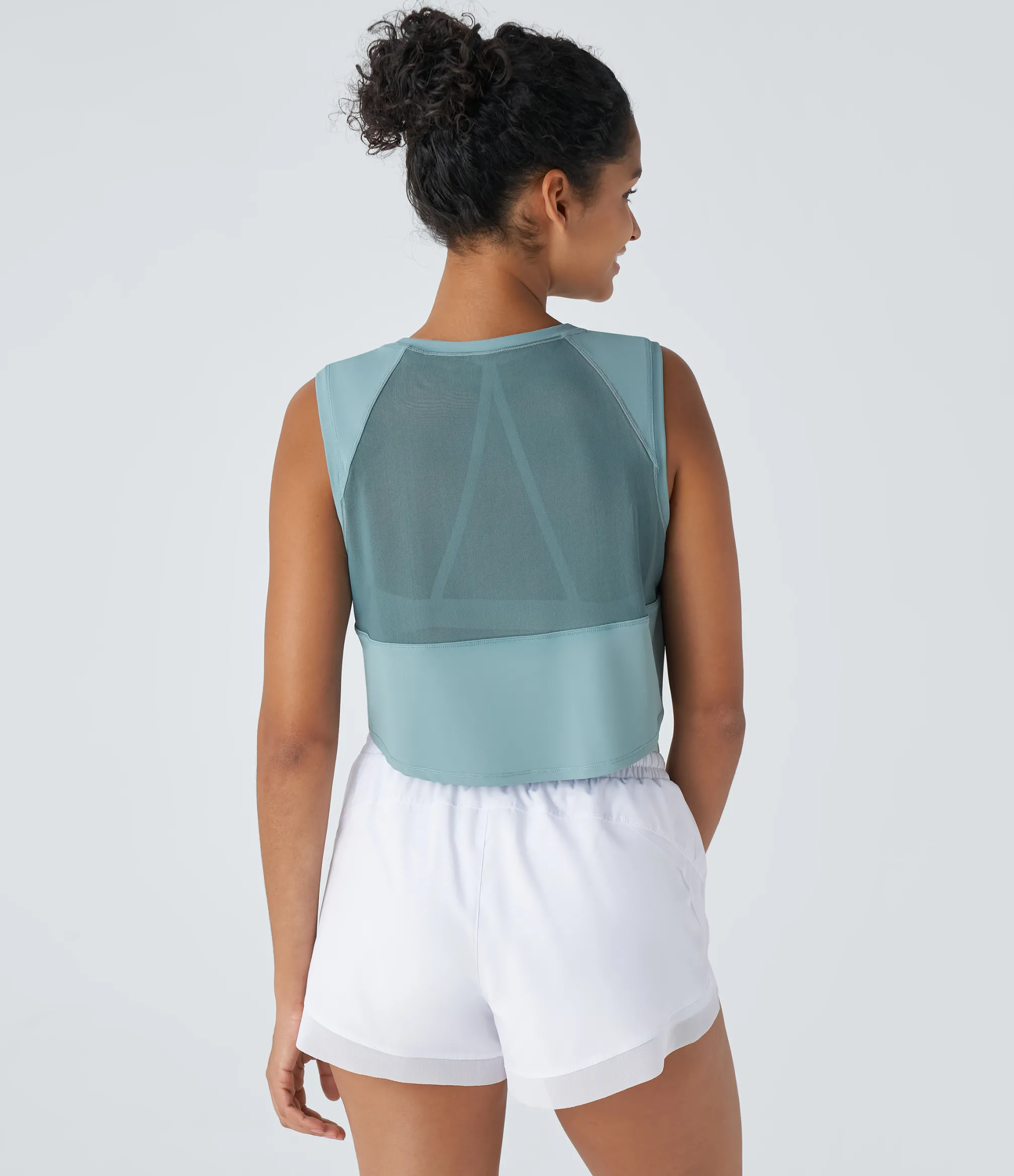 Tank Tops & Camis|Tank Tops<HALARA Contrast Mesh Asymmetric Hem Cropped Running Tank Top