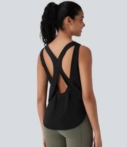 Tank Tops & Camis|Tank Tops<HALARA Contrast Mesh Curved Hem Cool Touch Quick Dry Running Tank Top