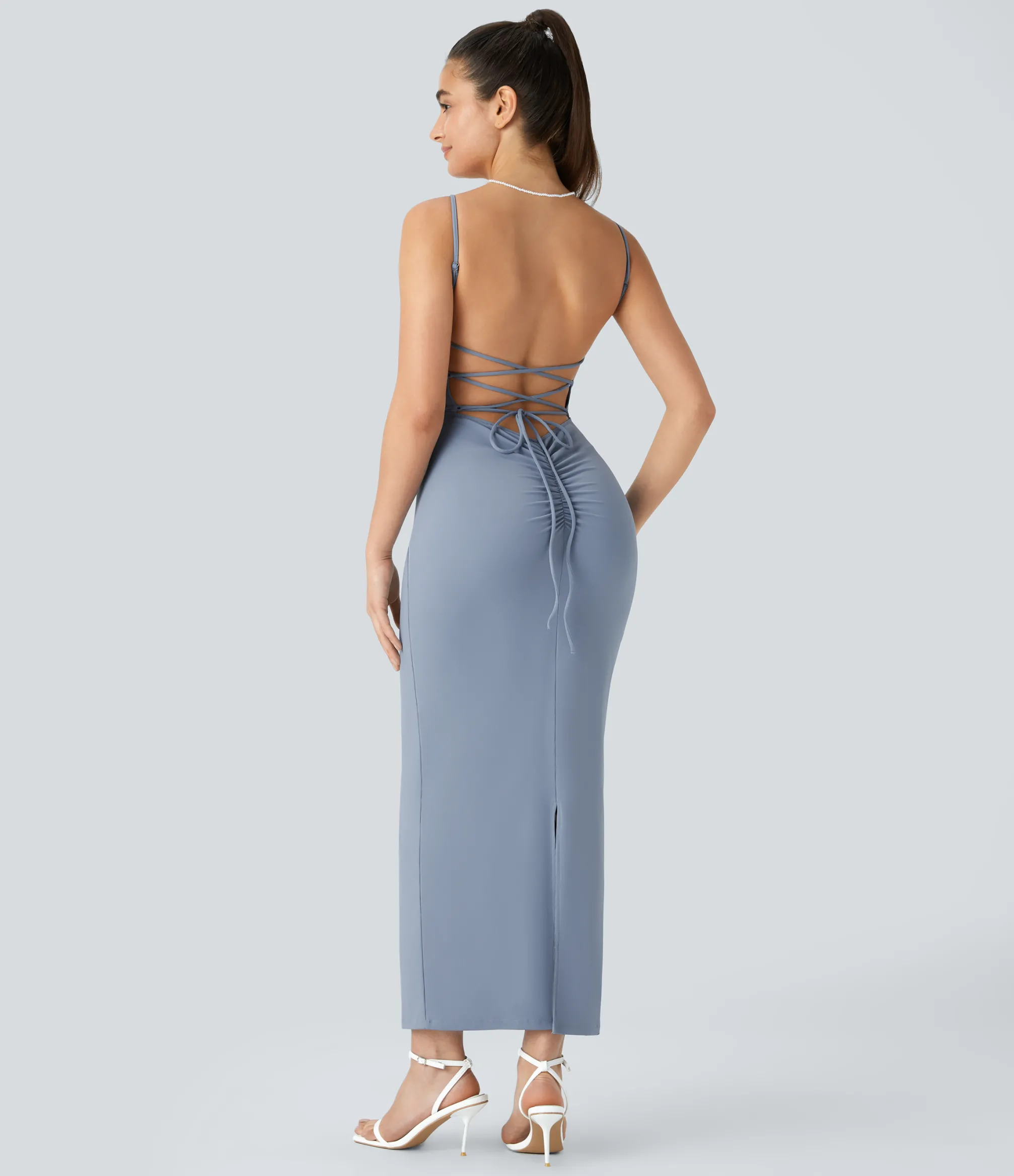 Dresses|Maxi & Midi Dresses<HALARA Corset Lace Up Ruched Midi Dress