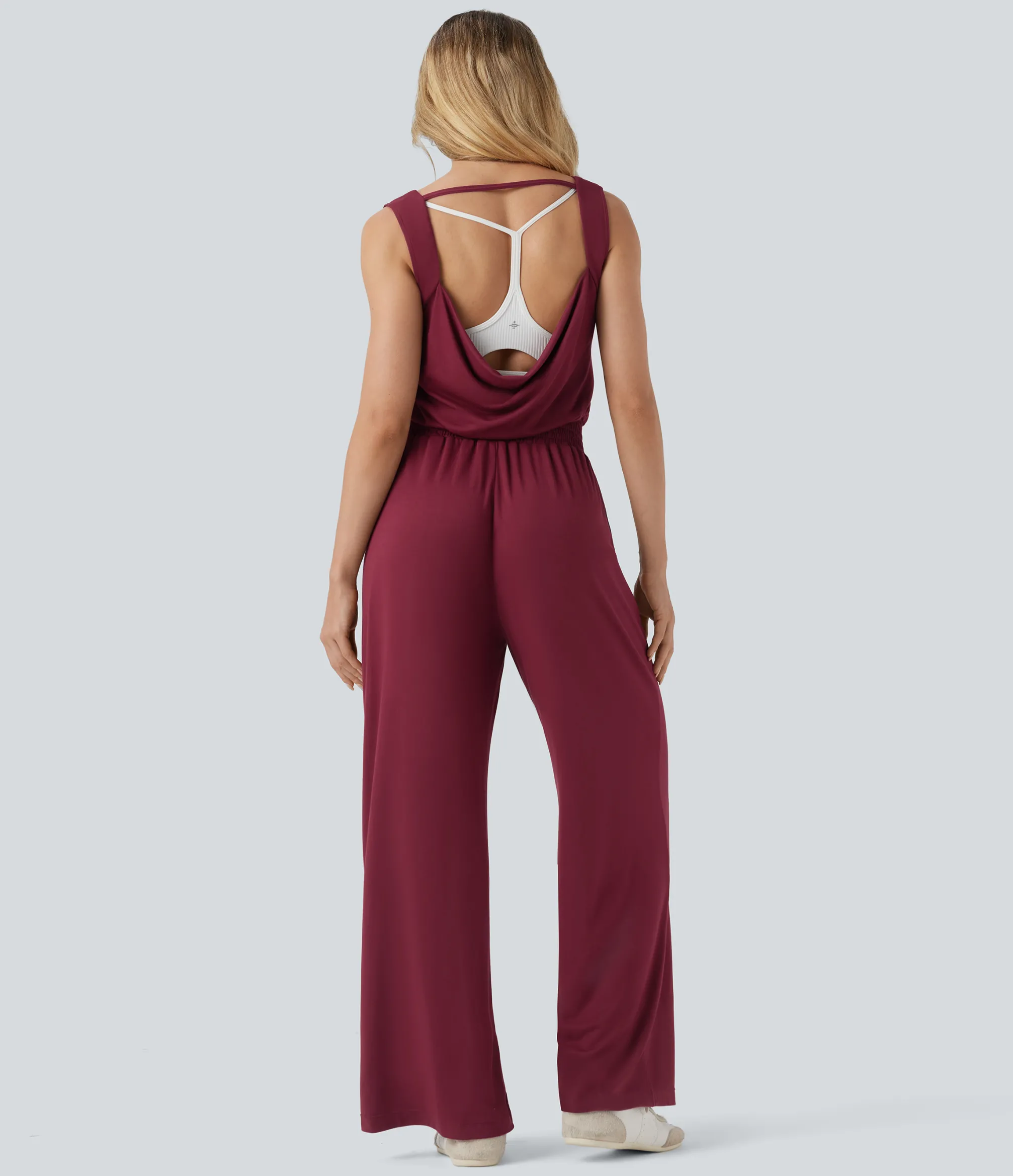 Jumpsuits<HALARA Cowl Backless Sleeveless Drawstring Casual Jumpsuit with Pockets