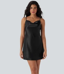 Dresses|Mini Dresses<HALARA Cowl Neck Satin Mini Casual Slip Dress