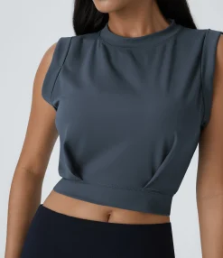 Casual Tops|Yoga Tops<HALARA Crew Neck Sleeveless Cropped Yoga Tank Top