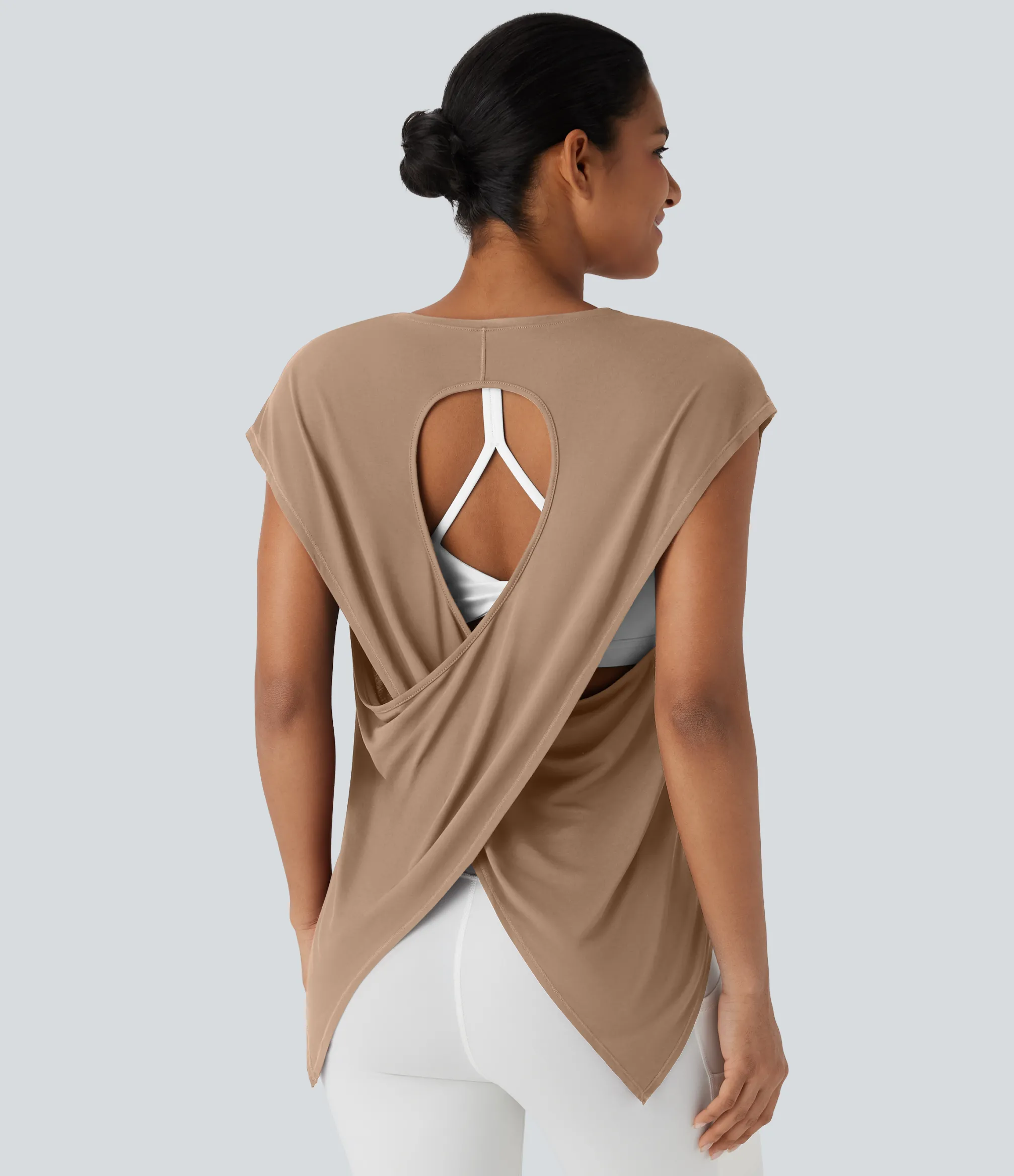 Sports Tops|Sports Tops<HALARA Crossover Asymmetric High-Low Hem Running Sports Top
