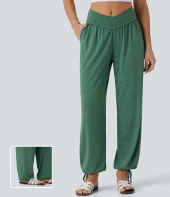 Joggers|Joggers<HALARA Crossover High Waisted Pocket Drawstring Casual Joggers