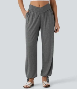 Joggers|Joggers<HALARA Crossover High Waisted Pocket Drawstring Casual Joggers