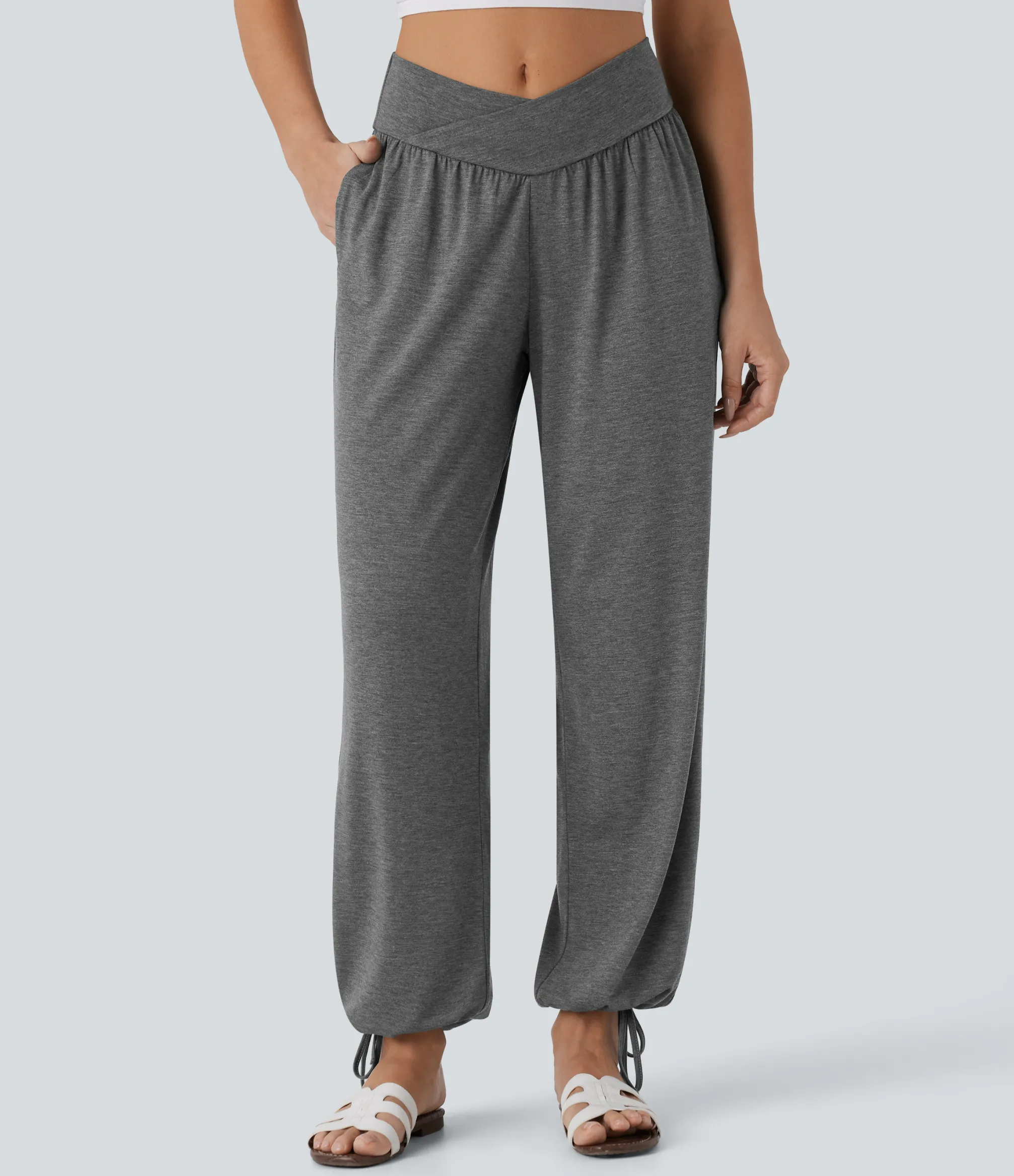 Joggers|Joggers<HALARA Crossover High Waisted Pocket Drawstring Casual Joggers