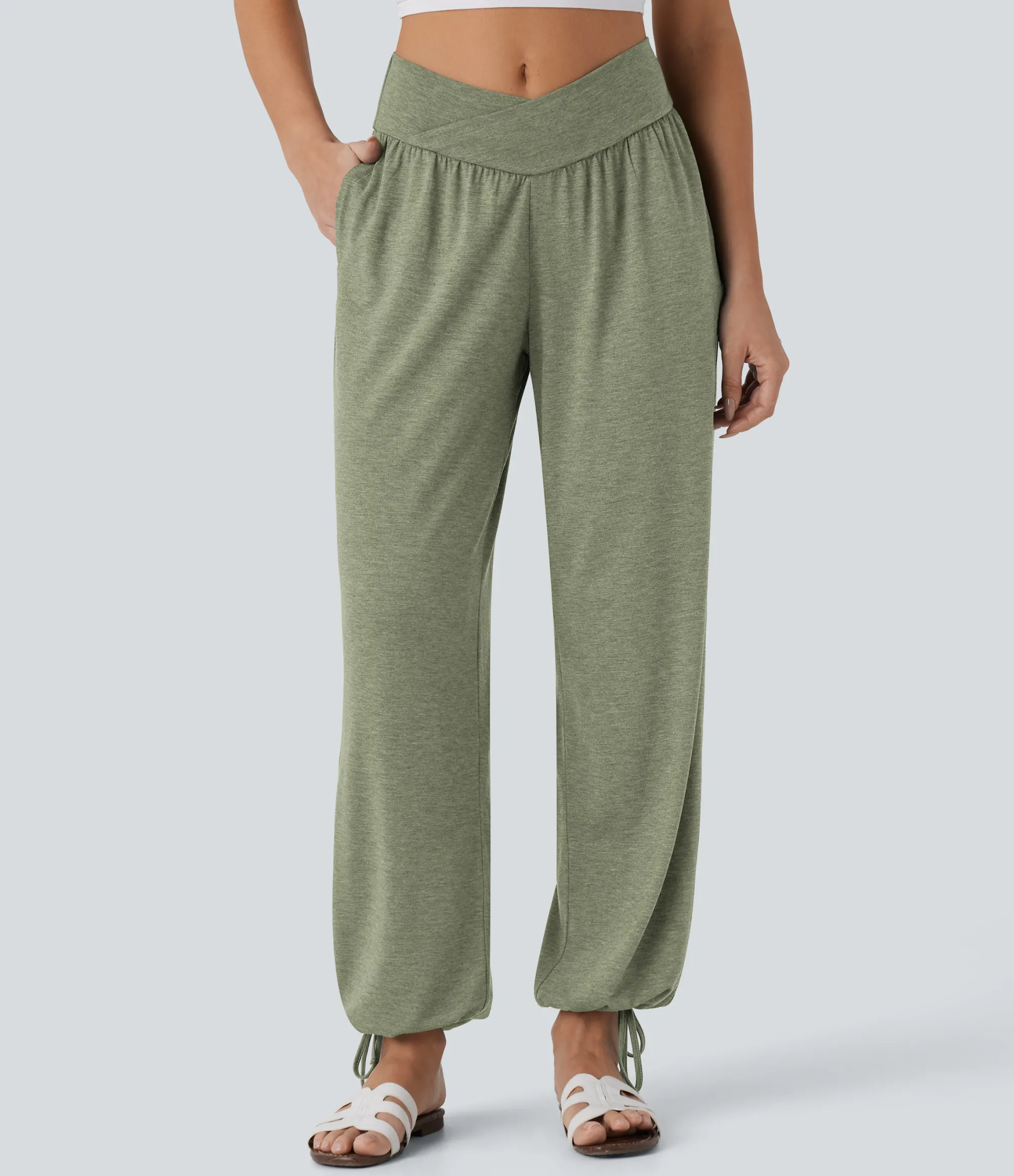 Joggers|Joggers<HALARA Crossover High Waisted Pocket Drawstring Casual Joggers