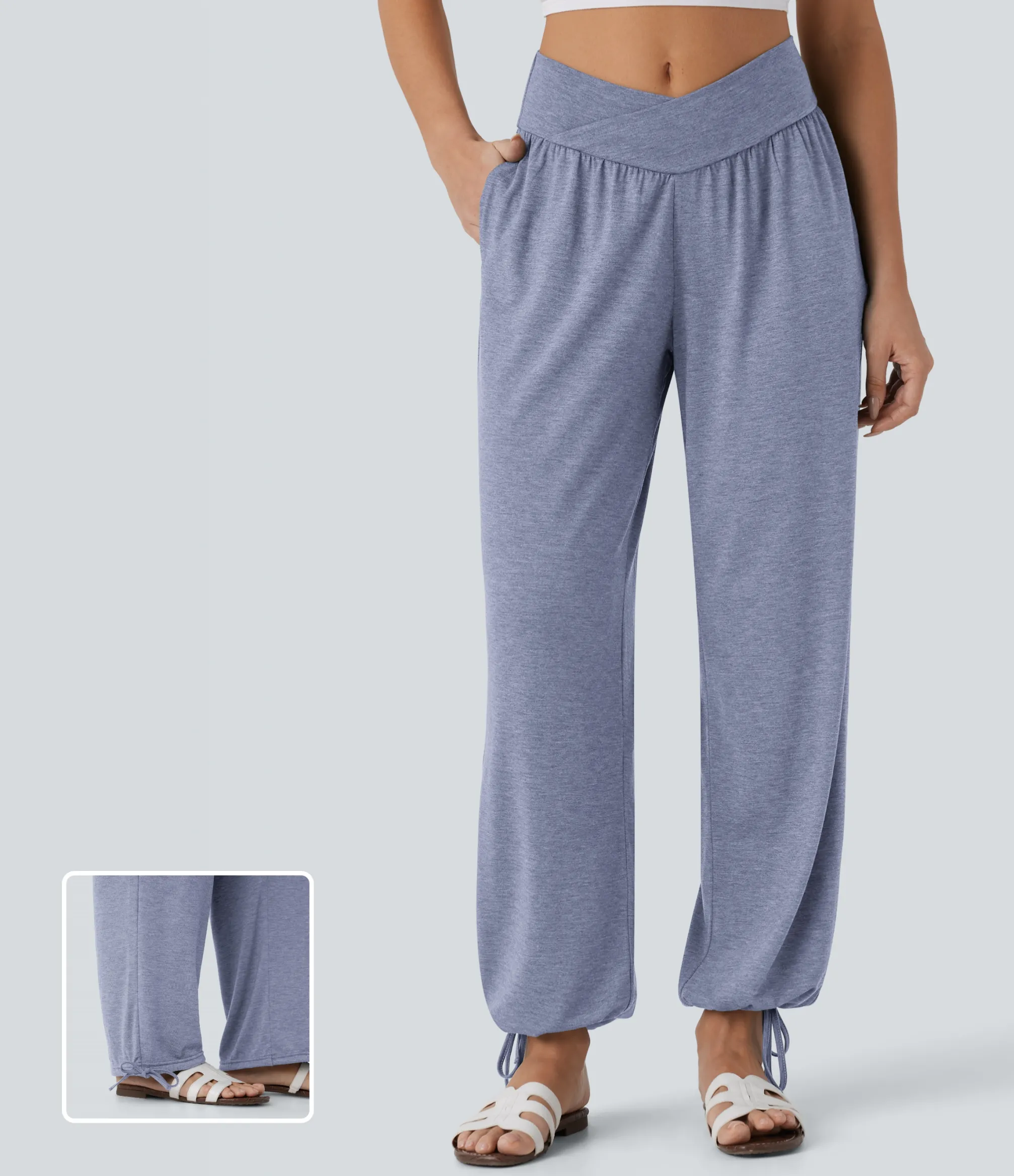 Joggers|Joggers<HALARA Crossover High Waisted Pocket Drawstring Casual Joggers