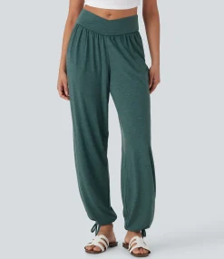 Joggers|Joggers<HALARA Crossover High Waisted Pocket Drawstring Casual Joggers