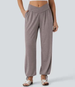 Joggers|Joggers<HALARA Crossover High Waisted Pocket Drawstring Casual Joggers