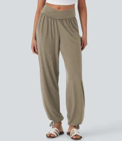 Joggers|Joggers<HALARA Crossover High Waisted Pocket Drawstring Casual Joggers