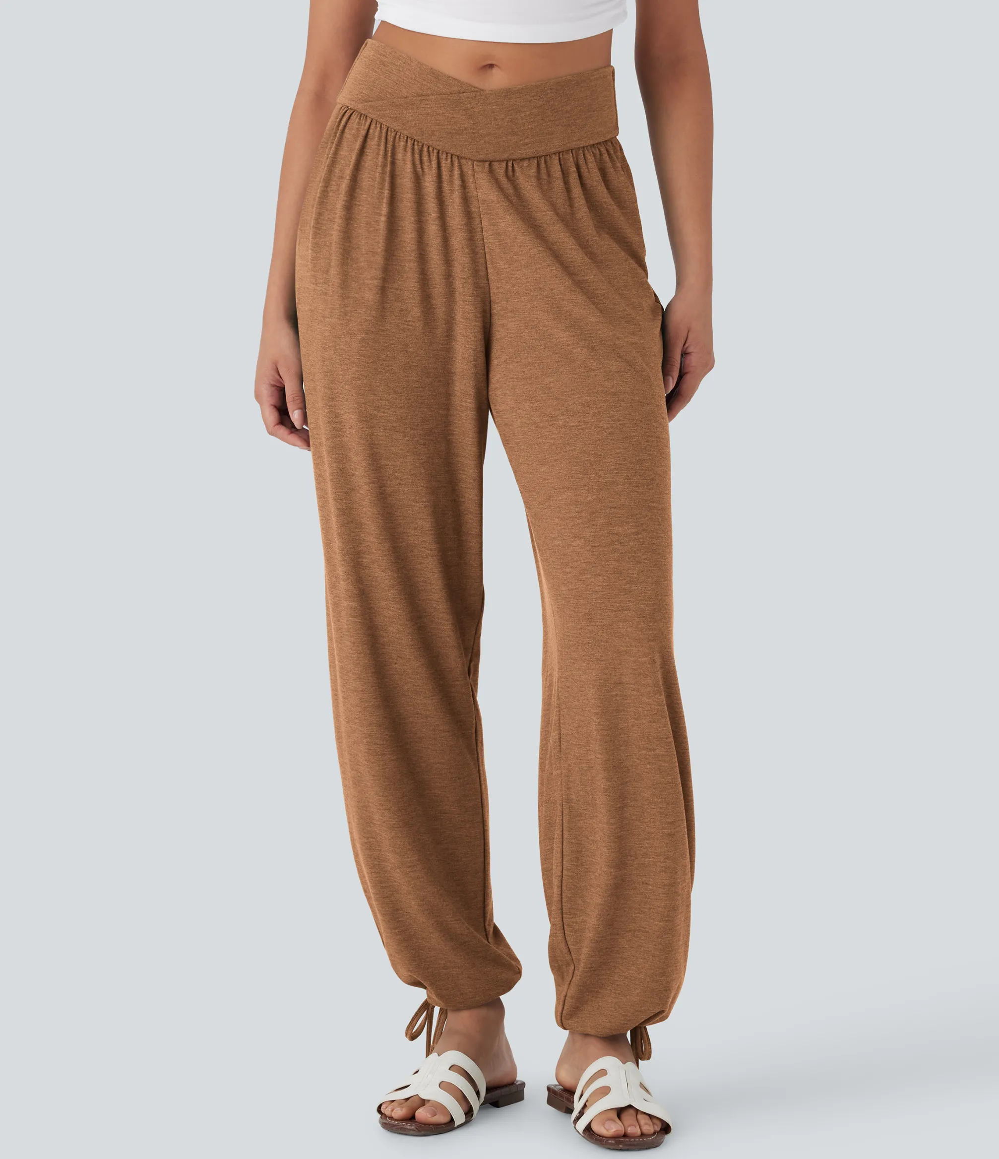 Joggers|Joggers<HALARA Crossover High Waisted Pocket Drawstring Casual Joggers