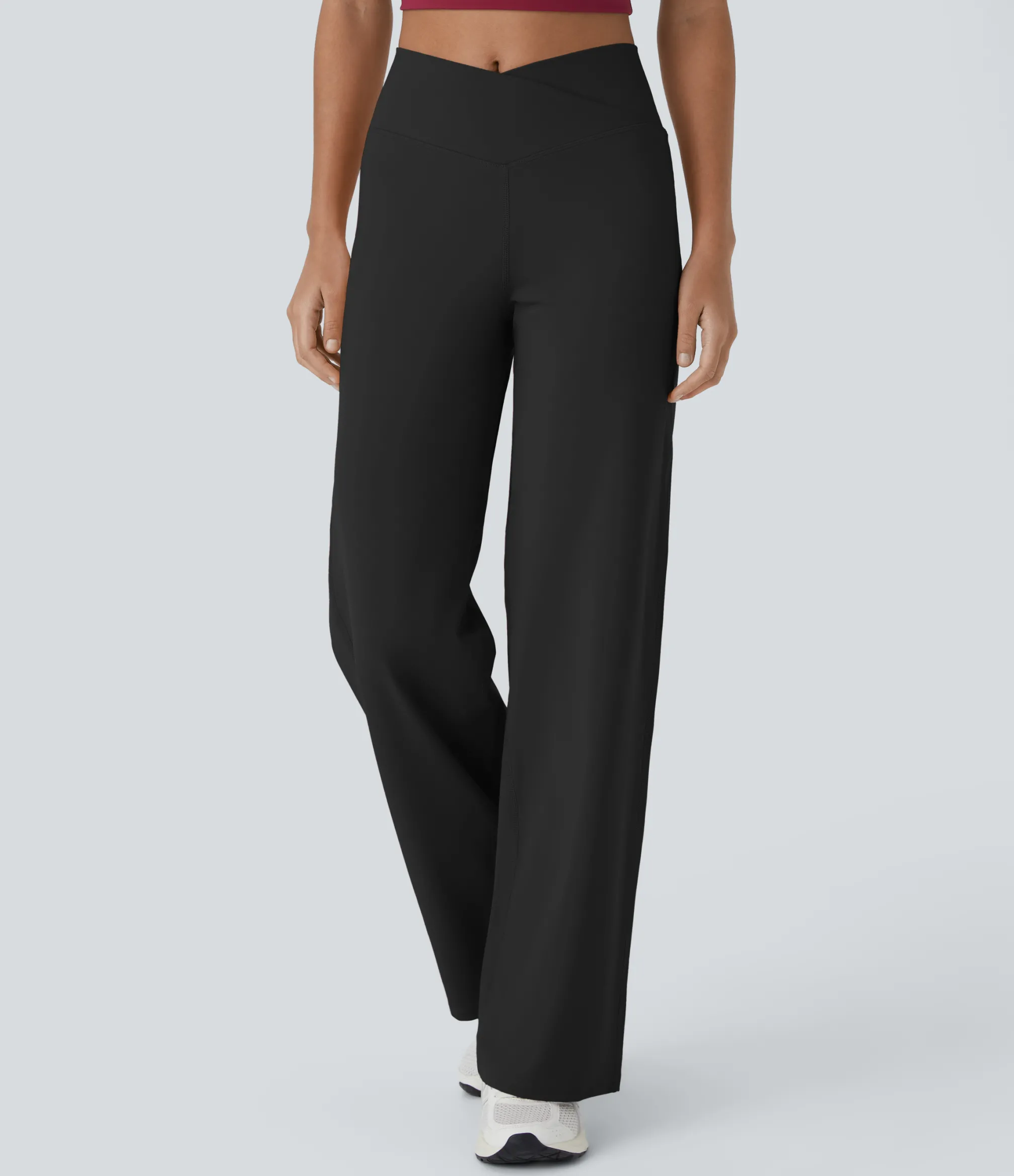 High-Waisted Pants|Skinny Pants<HALARA Crossover High Waisted Pocket Wide Leg Yoga Pants